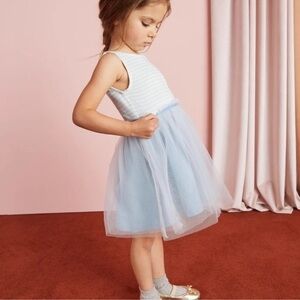 Mini Boden Striped Blue and White Dress